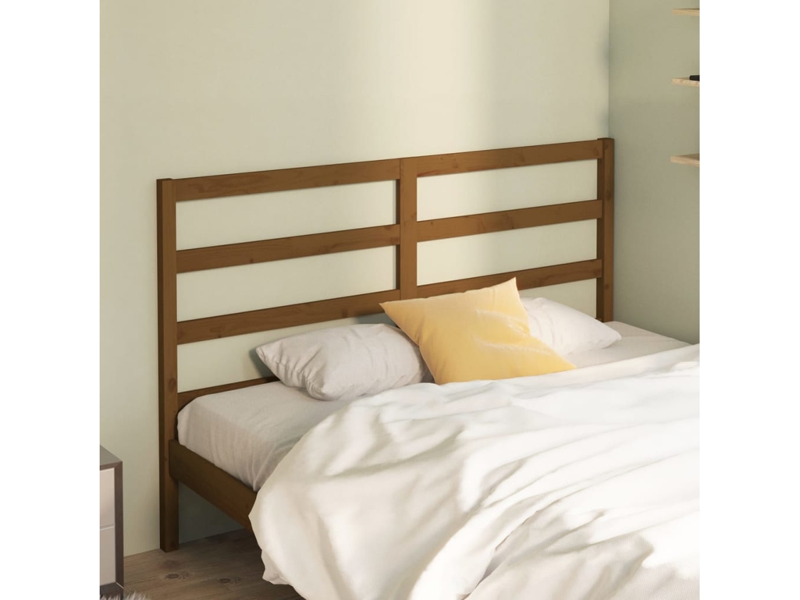 Cabecero De Cama Madera Maciza De Pino Marrón Miel 166x4x100 Cm