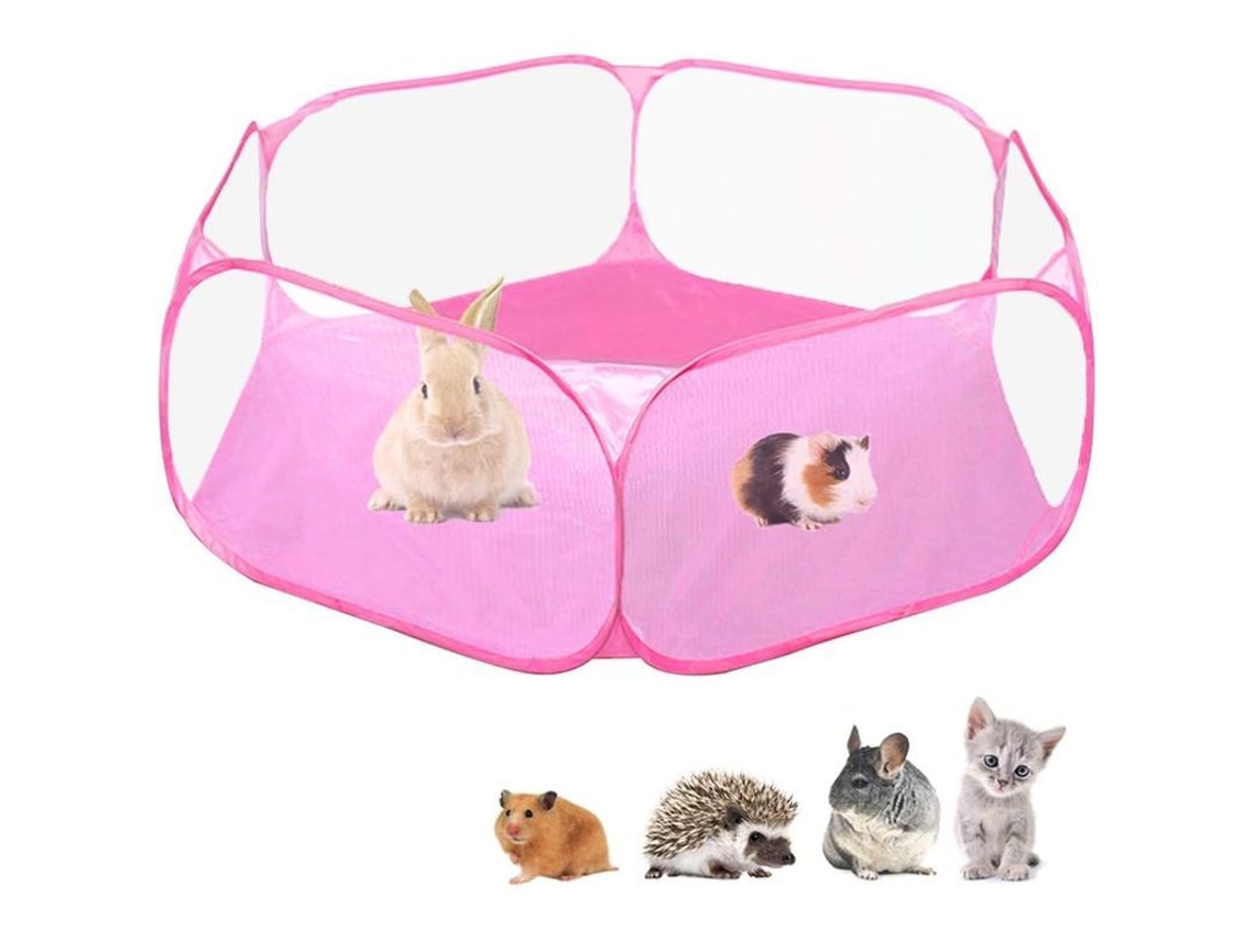 Jaula portátil para mascotas pequeñas, con apertura automática, rosa, sin marca.