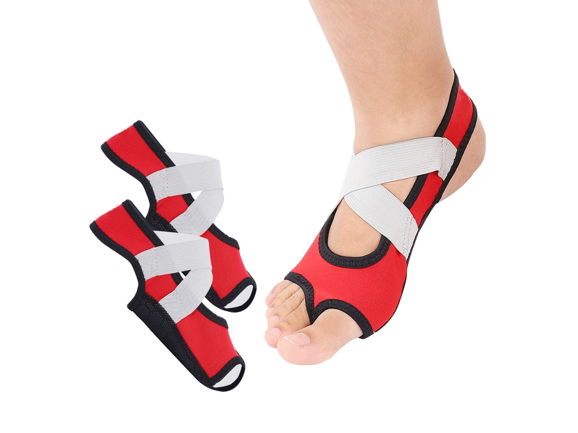 1 par de zapatillas de yoga, pilates, barra y baile para mujer, con suela blanda y punta abierta, antideslizantes (rojo, talla S)