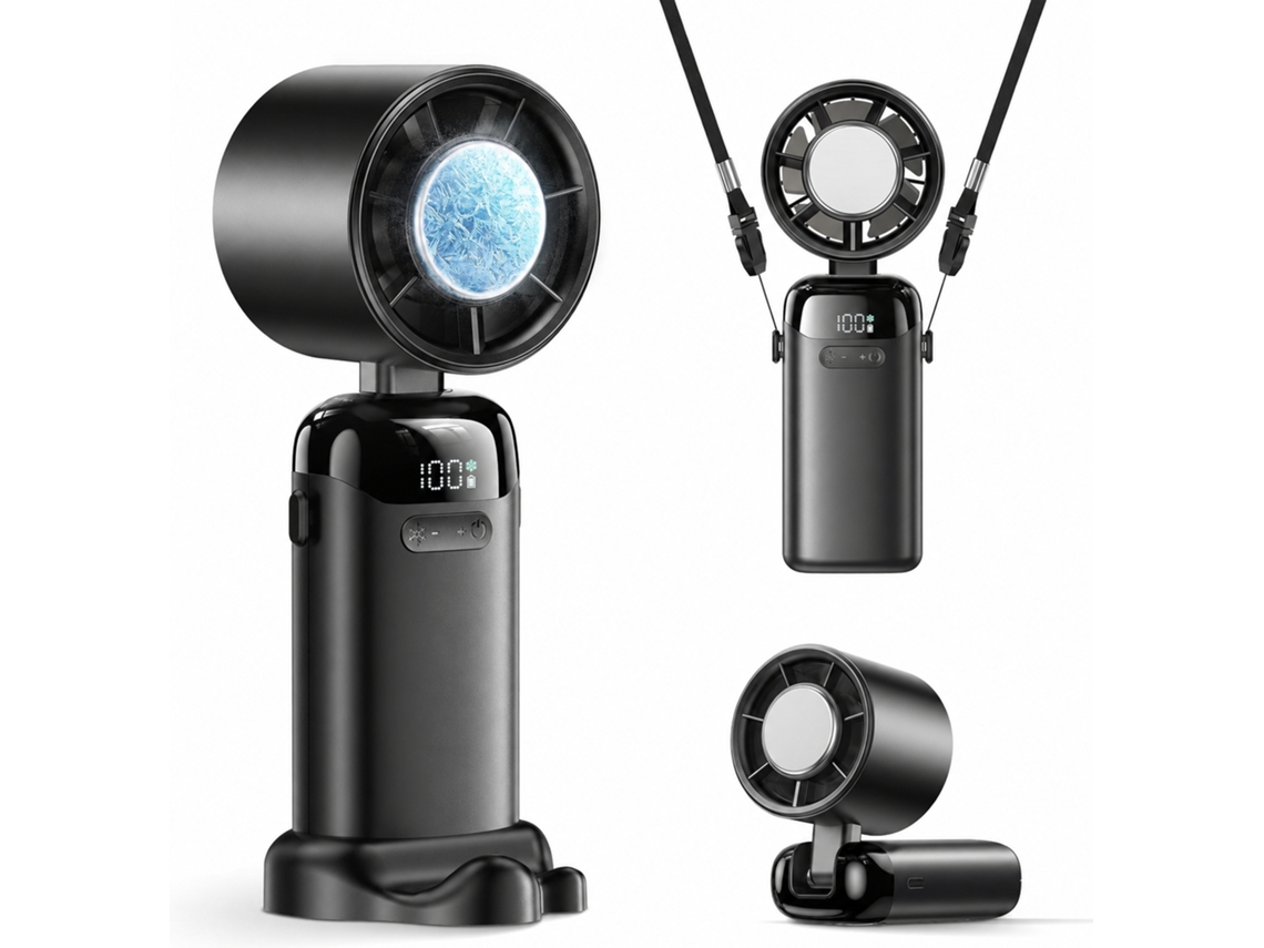 Ventilador Portátil 3 En 1 Con 199 Niveles De Velocidad Y Pantalla Led Inteligente (negro)