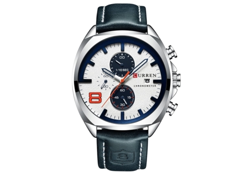 Relojes de Cuarzo para Hombres Calendario Impermeable Reloj de Pulsera Informal de Negocios Relojes de Concha de Cuero Blanco VEANXIN