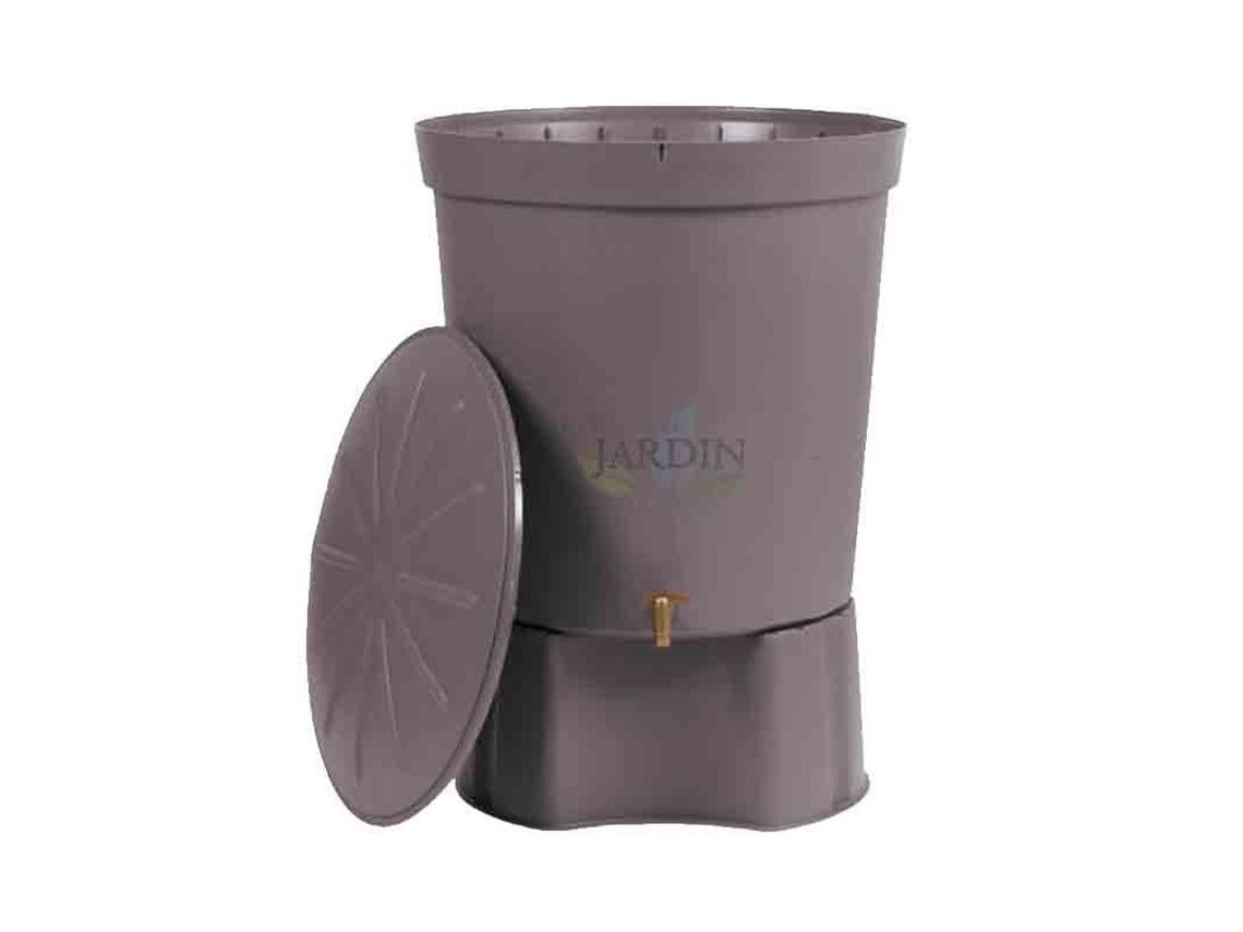 Depósito de Agua de Prolipropileno 300 L Gris Granito Incluye Tapadera Grifo Soporte Diámetro 82Cm Alto 86Cm GRAF