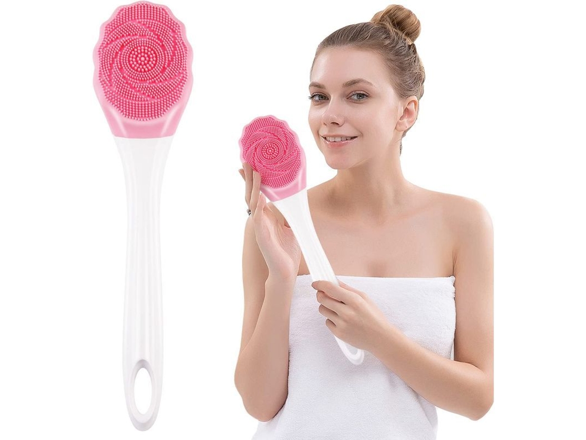 Cepillo De Ducha Eléctrico Impermeable, Recargable Por Usb, De Silicona Con Mango Largo, Exfoliante Corporal (rosa)
