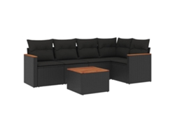 Maison Exclusive - Set De Sofás De Jardín 6 Piezas Y Cojines Ratán Sintético Negro