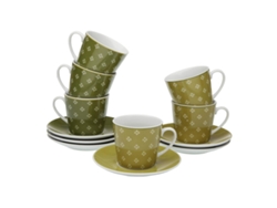 Juego de tazas y platillos Versa Nuka de 6 piezas (porcelana verde)