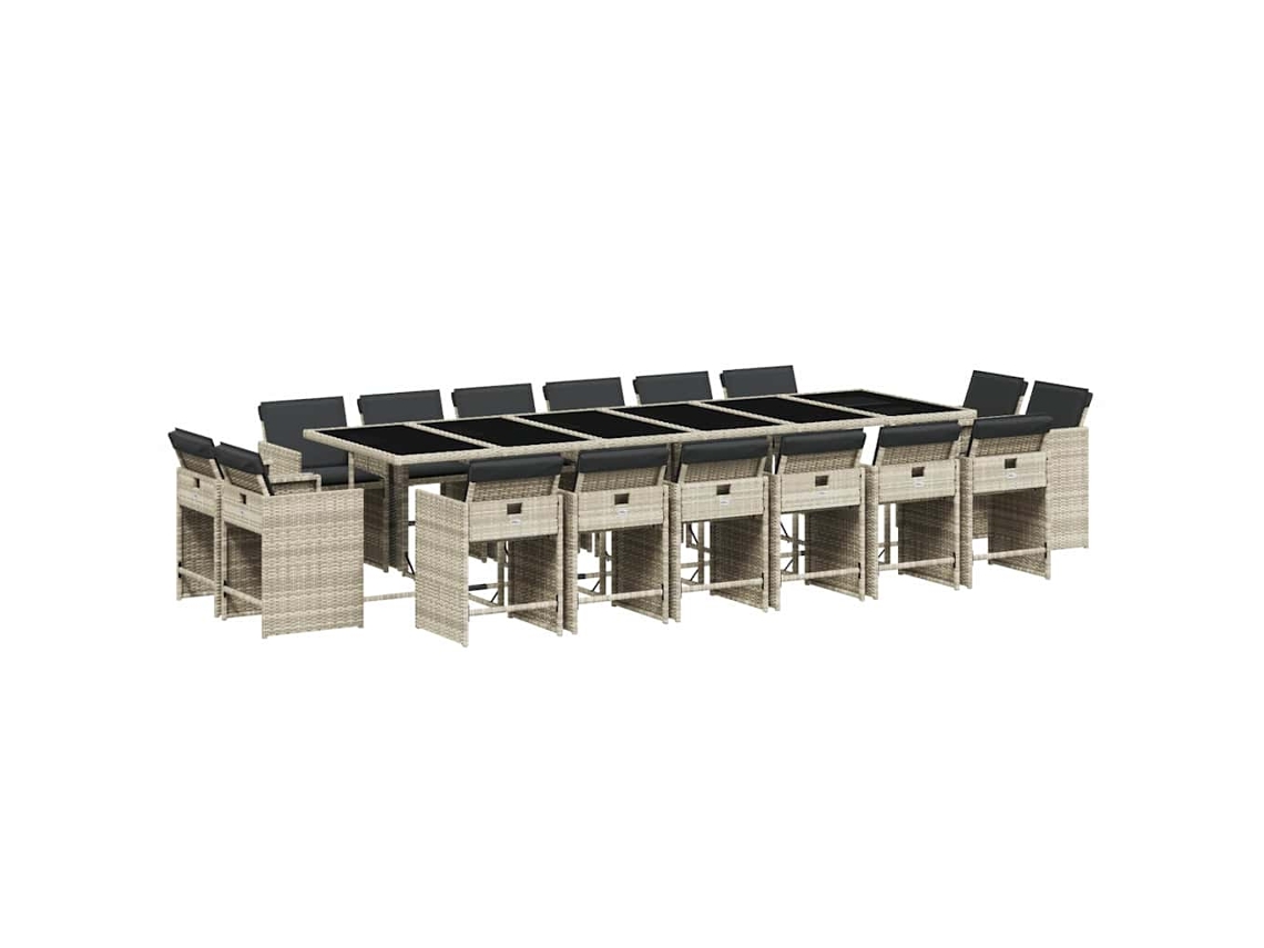 Maison Exclusive - Set Comedor Jardín Y Cojines 17 Pzas Ratán Sintético Gris Claro