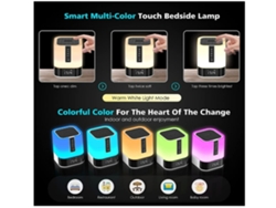 Altavoz Bluetooth con luz nocturna, lámpara de noche con control táctil, reloj despertador 5 en 1 con cambio de color regulable de Facpoet