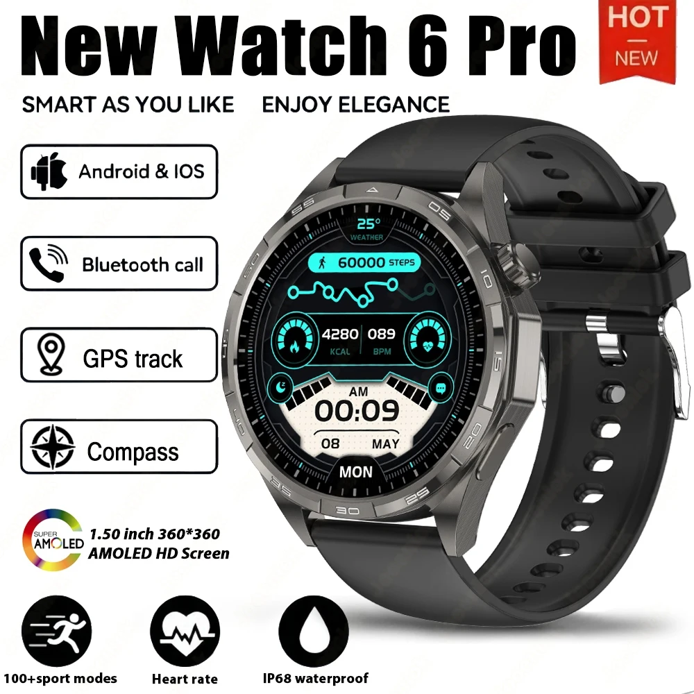 Reloj inteligente MDUG con GPS, brújula, barómetro y modos deportivos (acero negro)