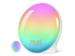 Despertador con luz de despertador, despertador digital para dormitorios, radio, ideal para personas que duermen intensamente, adultos y niños, 8 sonidos de la naturaleza, color blanco Vledary