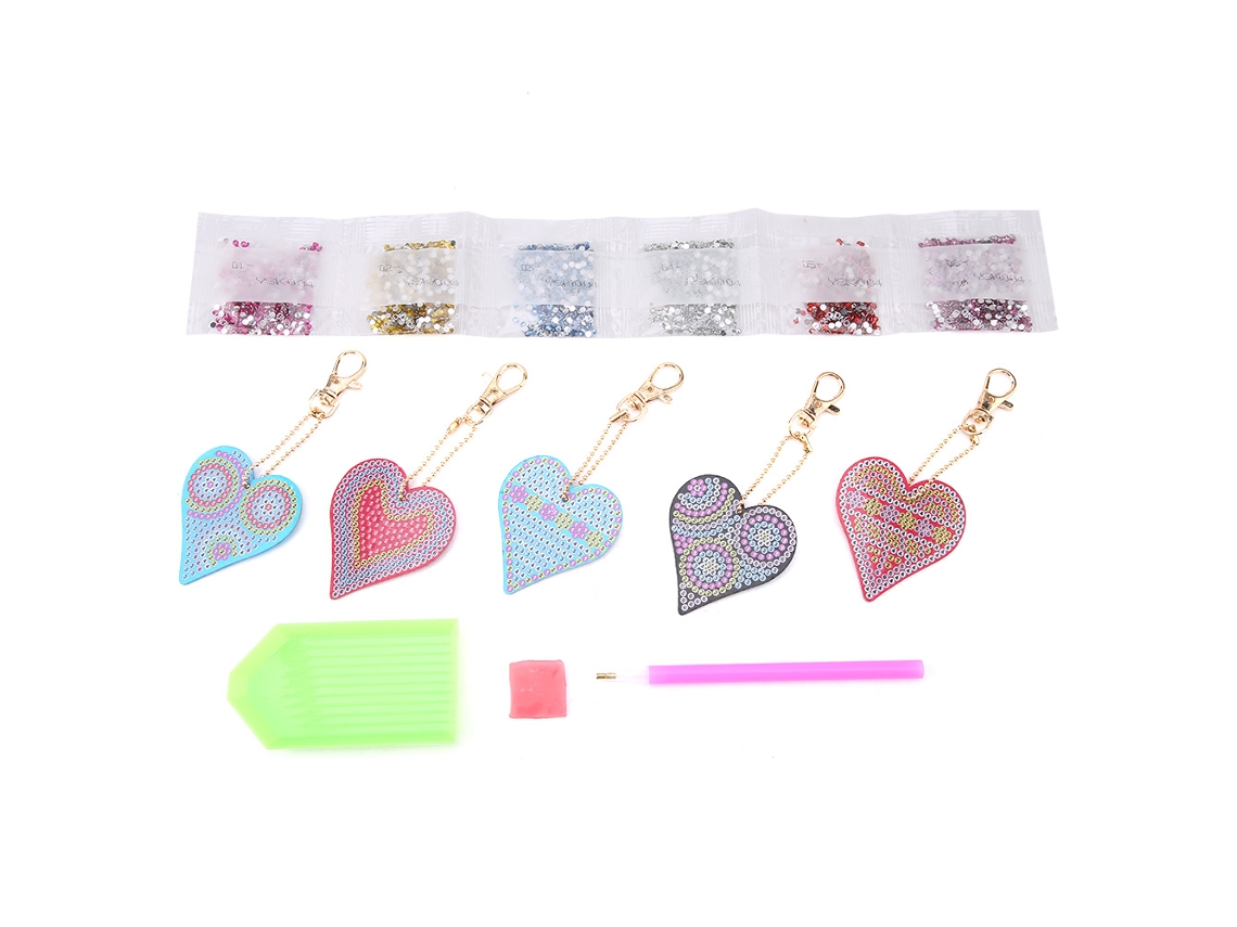 Llavero de resina con forma de corazón de diamante, decoración DIY