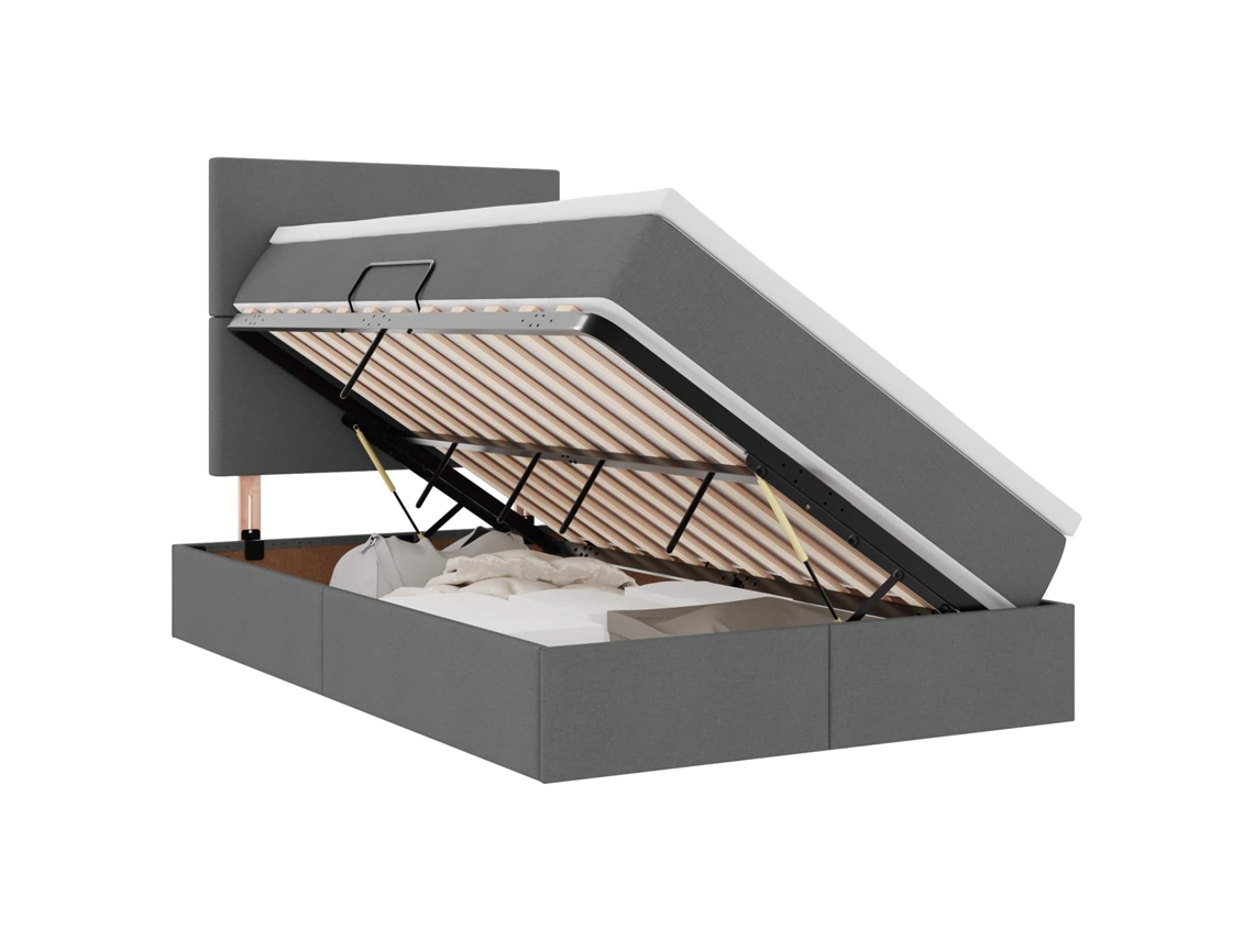 Maison Exclusive - Cama Con Almacenamiento Y Led Con Led Gris Oscuro 120 X 190 Cm