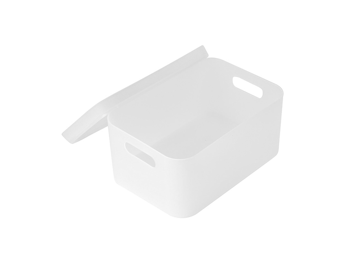 Organizador De Escritorio De Plástico Esmerilado Transparente Con Tapa, Para Guardar Maquillaje, Sin Compartimentos, L