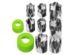 Cortador de frutas con forma de flor, utensilio de acero inoxidable para pasteles, verduras y ensaladas de frutas (8 piezas)