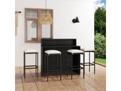 Juego de bar de jardín con cojines negros, Dkd Home Decor