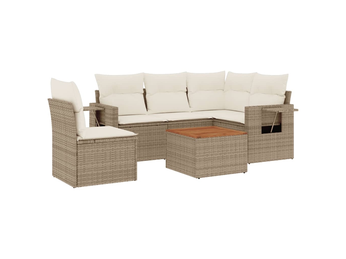 Conjunto de 6 sofás de jardín con cojines de mimbre beige MAISON EXCLUSIVE (80x200 cm)