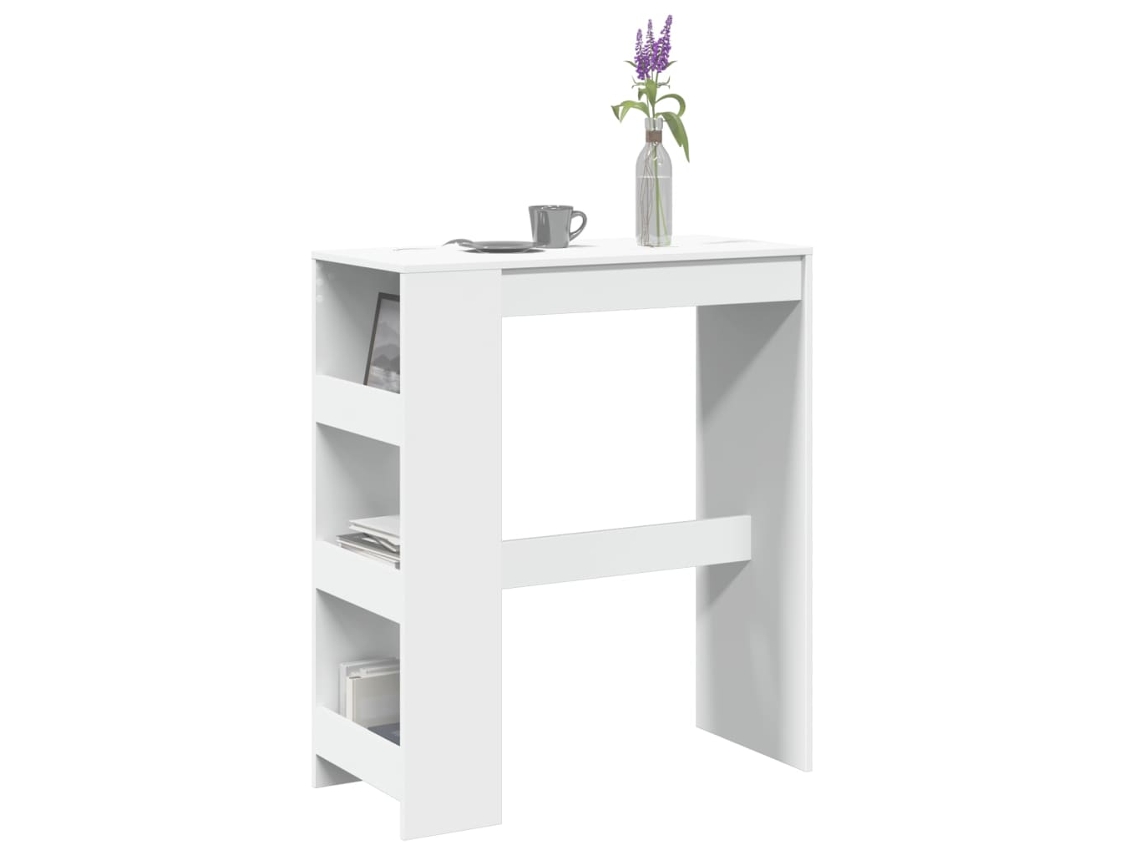 Mesa Bar | Mesa Alta Con Estantes Madera Ingeniería 90x40x103,5 Cm