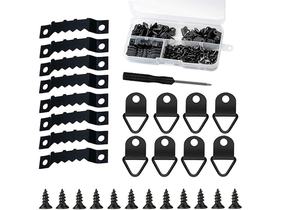 Kit De Accesorios Para Colgar Cuadros De 251 Piezas Con Caja De Almacenamiento Y Tornillos - Negro