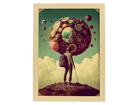 NACNIC Poster Grupo En Estilo Surrealismo Cinematográfico Ilustraciones Y Grabados De Historieta Abstracta Y Artística A4 Marcos Madera