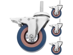 Ruedas 3 Industriales Pvc Pulgadas Freno M10x30 Gris Juego