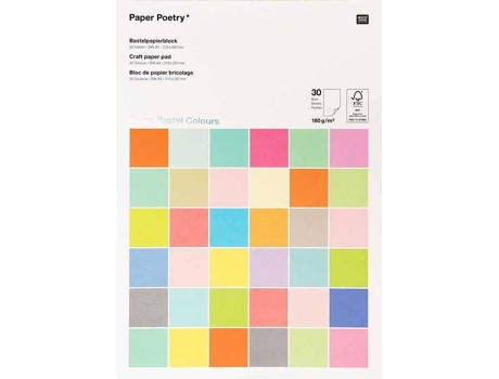 30 Hojas de Papel A4 RICO DESIGN (180 G - Pastel)