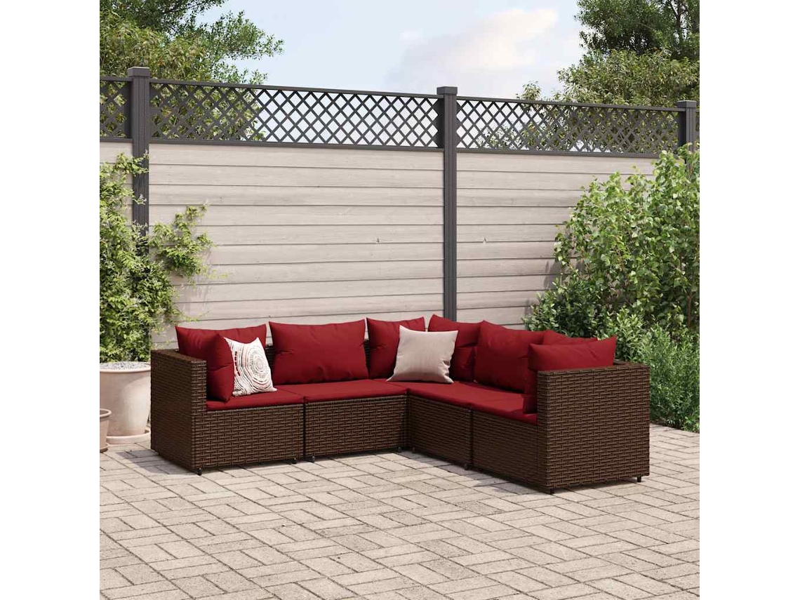 Conjunto de jardín de 5 piezas con cojines de mimbre marrón de DKD Home Decor