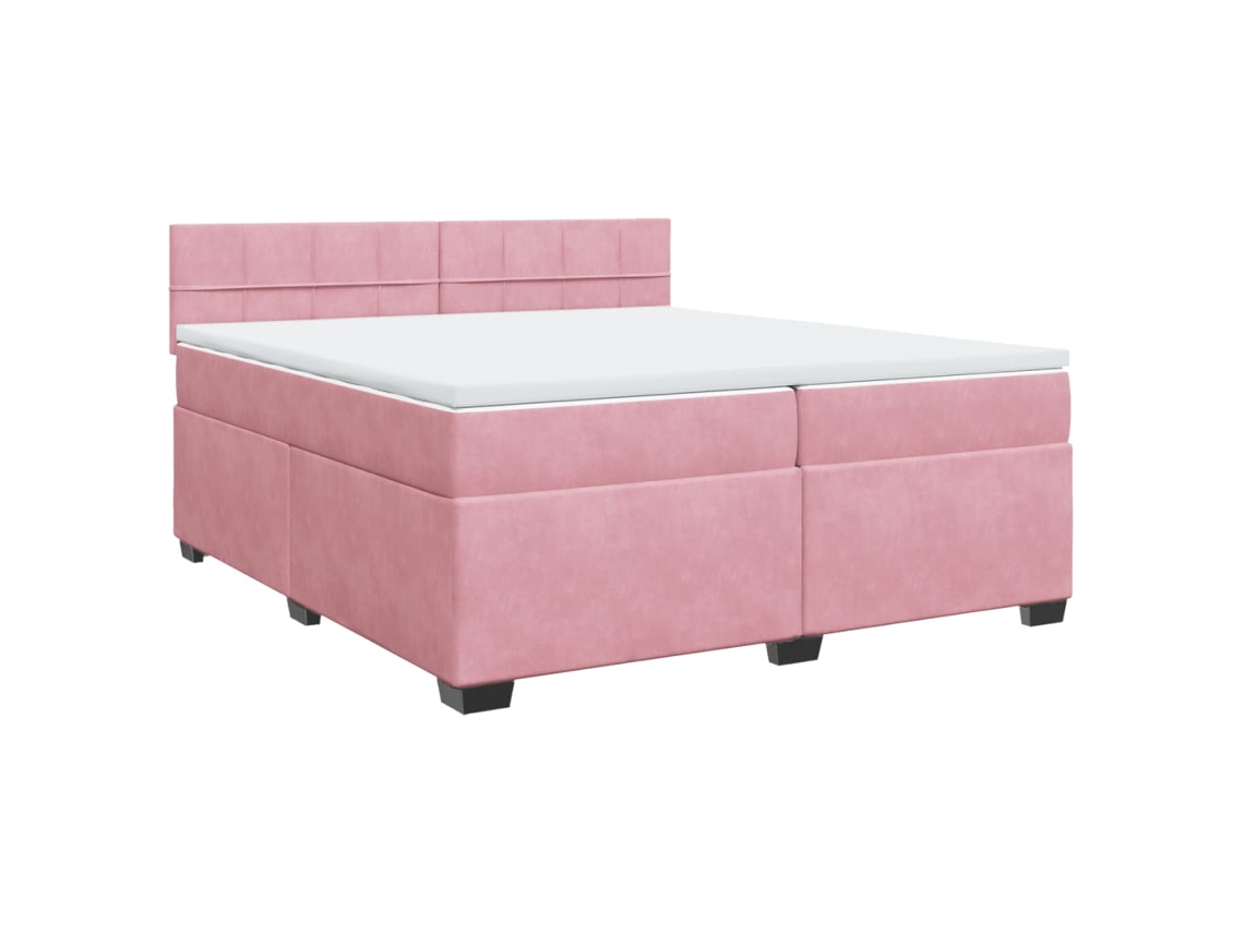 Maison Exclusive - Cama Box Spring Con Colchón Terciopelo Rosa 200x200 Cm