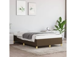 Estructura De Cama Sin Colchón Tela Marrón Oscuro 120x200 Cm
