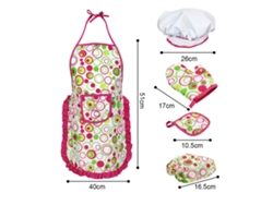Ats-set De Cocina Y Repostería Para Niñas 15 Piezas Con Gorro Del Chef Delantal Guantes Manoplas Herramientas Educatsivas Rosa