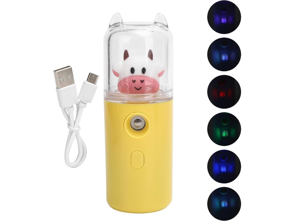 Vaporizador Facial Nanoiónico - Mini Vaporizador Facial Portátil, Con Forma De Linda Vaca Amarilla.