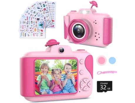 Cámara digital infantil 32GB, ITSHINY M1925,niños 2,4 1080p HD, 12 MP, rosa