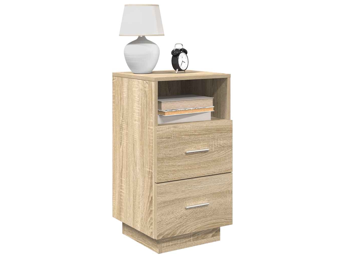 Pack 2 Uds Mesitas De Nochemesilla De Noche Con 2 Cajones Roble Sonoma 36x36x68 Cm Wsd93601