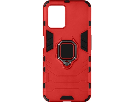 Carcasa Realme 8i AVIZAR Híbrido Parachoques Anillo Metálico Rojo