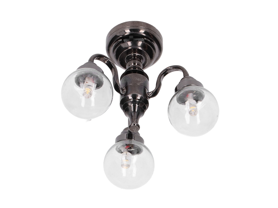 2026 Lámpara De Techo Para Casa De Muñecas 1:12 Miniatura Retro Exquisita Plata Vidrio Decoración Regalo Juguete Niños