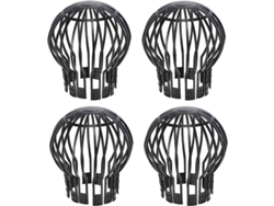 Juego De 4 Tapas Para Desagües De Techo, 13,2 Cm De Diámetro X 14,5 Cm De Altura, De Plástico Negro.