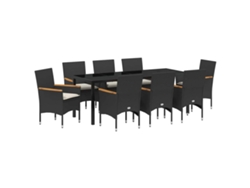 Maison Exclusive - Conjunto De Comedor De Jardín 9 Pcs Negro Ratán Sintético