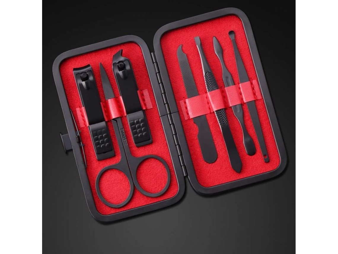 Kit De Manicura Y Pedicura 7 En 1 Con Estuche De Cuero Exquisito (rojo) 2025