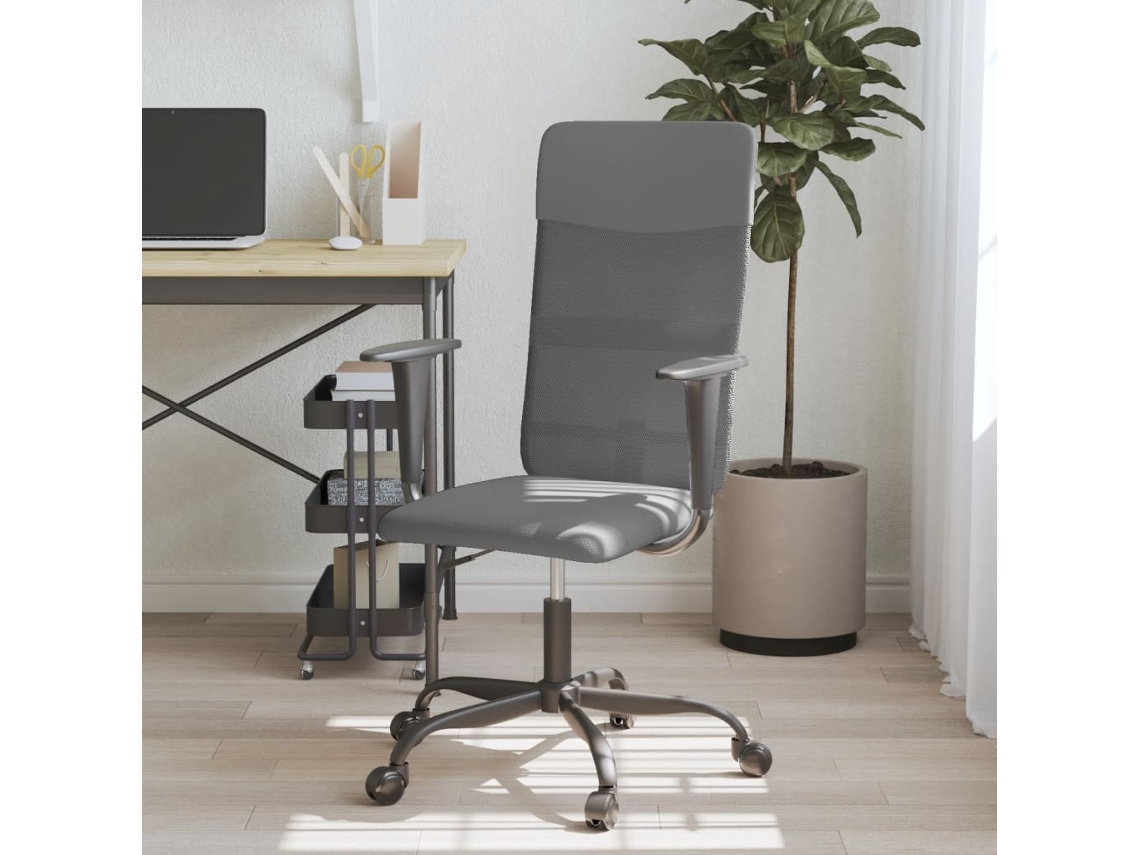 Silla de oficina regulable en altura de malla y piel artificial Gris M55068