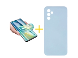 Pack 1 X Película de Vidrio Templado Hidrogel + Funda SKYHE para Samsung Galaxy A26 5G Silicona Líquida Azul Claro
