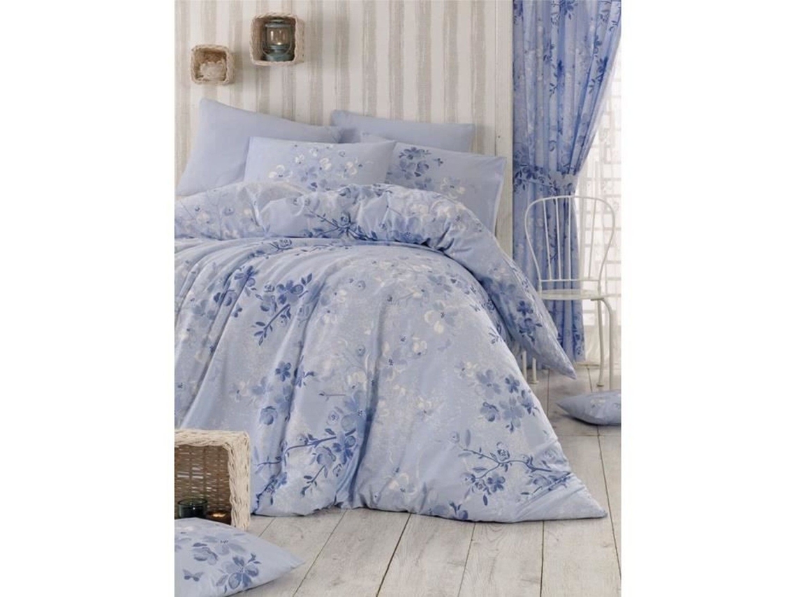 Juego De Cama - Funda Nórdica 220 X 240 + 2 Fundas De Almohada 60 X 60 De Algodón Reforzado - Azul