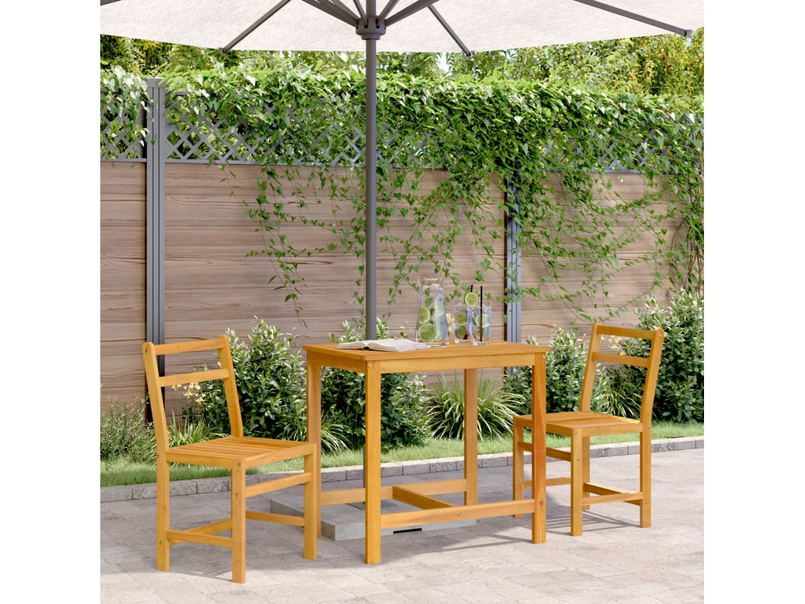 Juego de balcón de 3 piezas de madera maciza de acacia de Dkd Home Decor