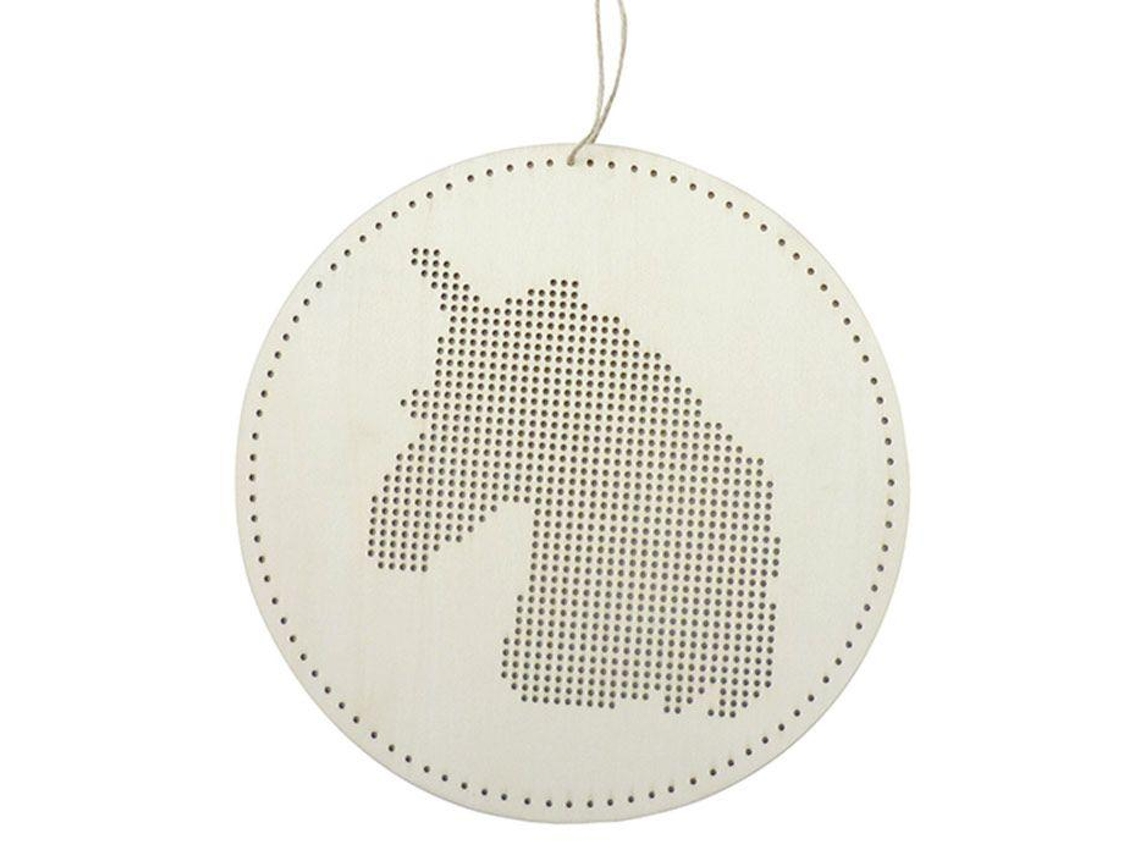 Móvil de madera para bordar - Unicornio 22 x 22 cm