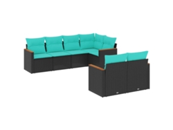 Maison Exclusive - Conjunto De Sofá De Jardín De 7 Piezas Con Cojines, De Poliratán Negro