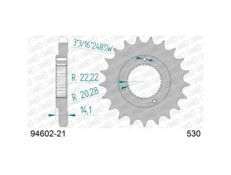 Piñón delantero de acero para moto AFAM 530 21 dents