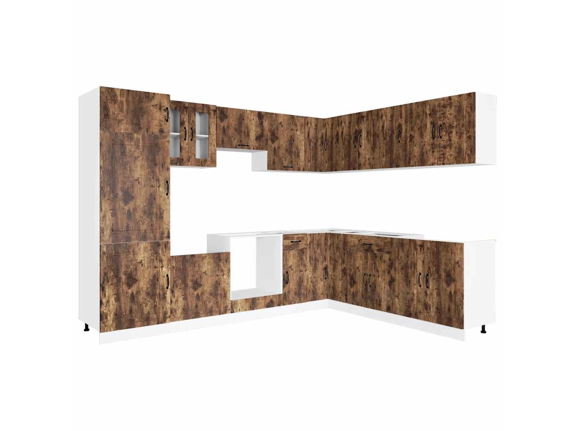 Maison Exclusive - Mueble Cocina Kalmar Roble Ahumado 14 Pzas Madera Contrachapada