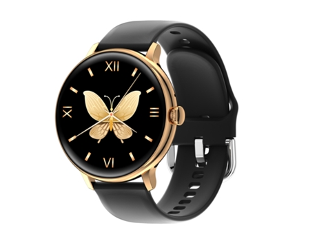 Smartwatch Deportivo con Recordatorio Menstrual Correa de Silicona Negra Dorada JL-EIGHT
