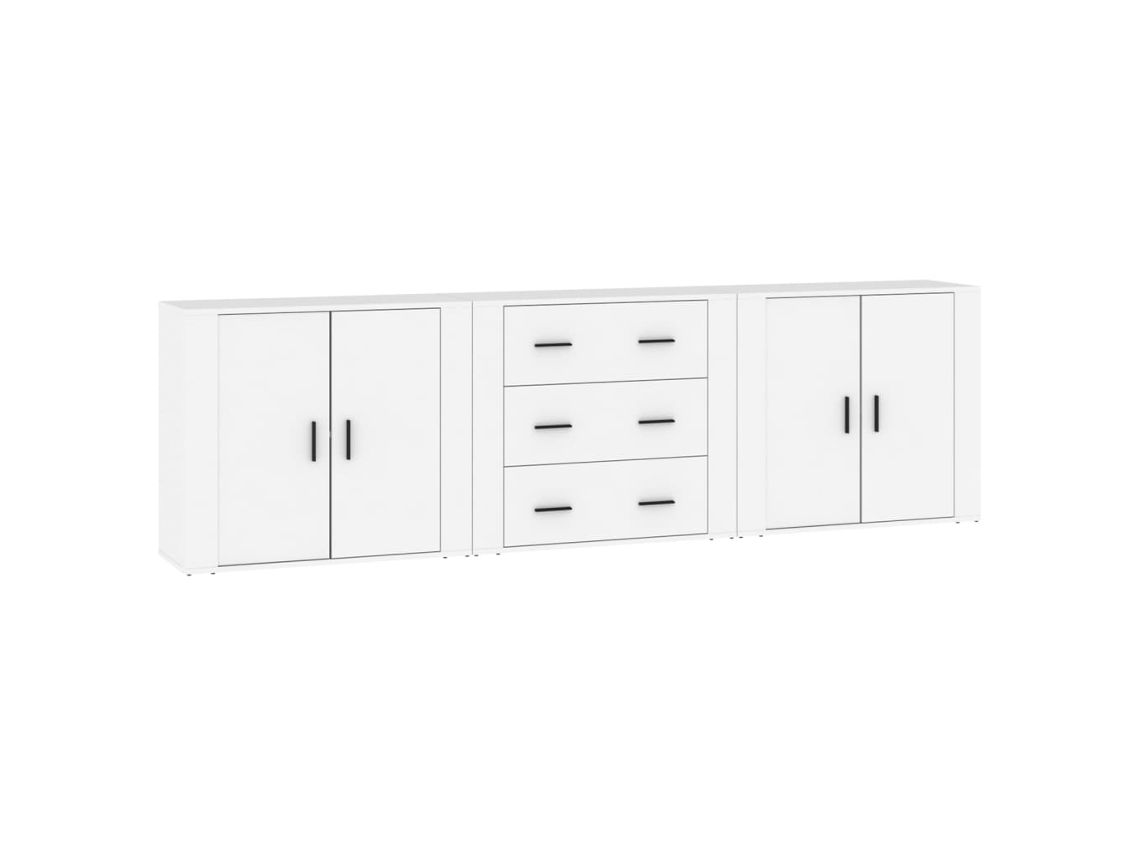 Maison Exclusive - Aparadores 3 Piezas Madera Contrachapada Blanco