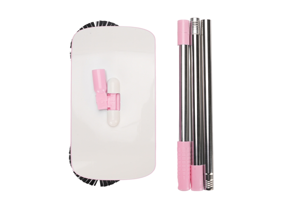 Varredeira Manual De Mão Push Para Limpeza De Pisos Com Mop E Pano Absorvente Rosa