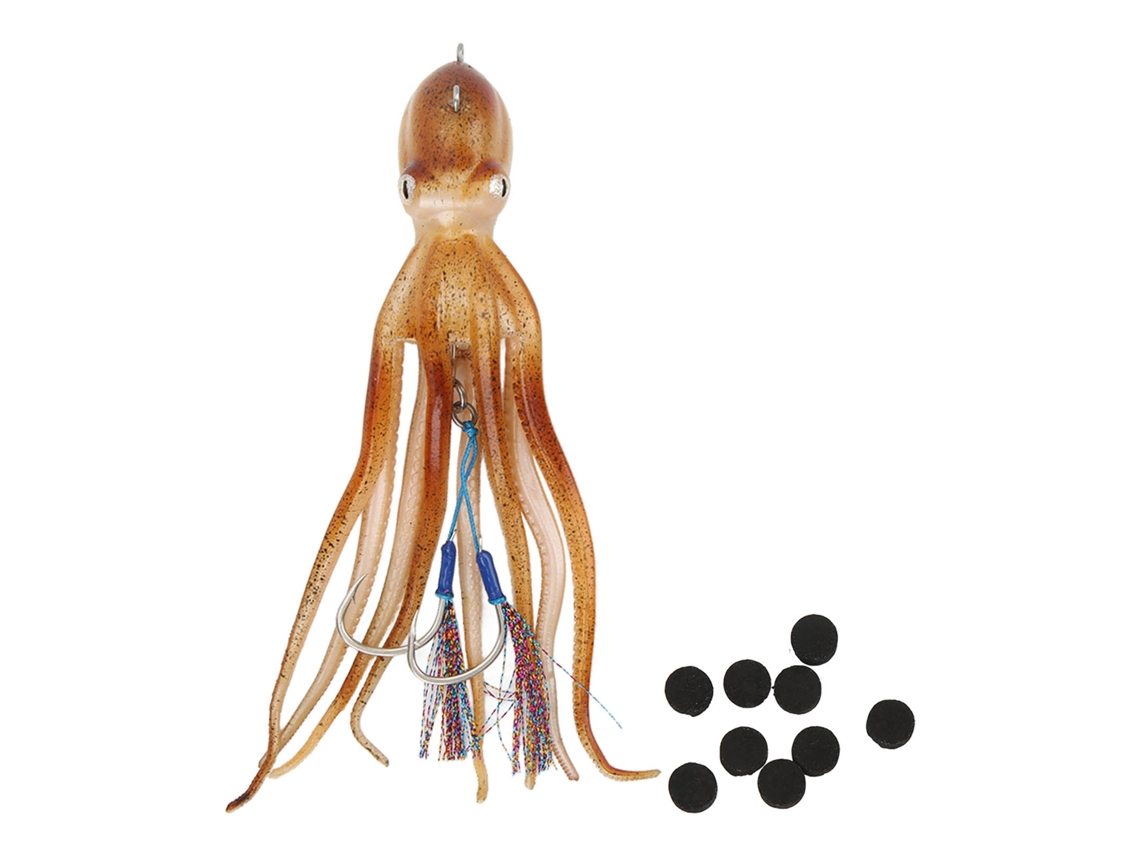 Señuelo De Pulpo Simulado Con 10 Pastillas De Tinta Para Pesca En Agua Salada, Señuelo De Calamar Realista.