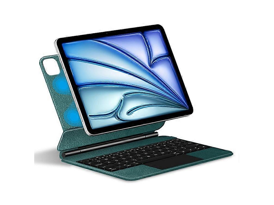 Compatible con iPad Air 13 (2024) (m2). Teclado Bluetooth magnético flotante + funda de piel para tableta.