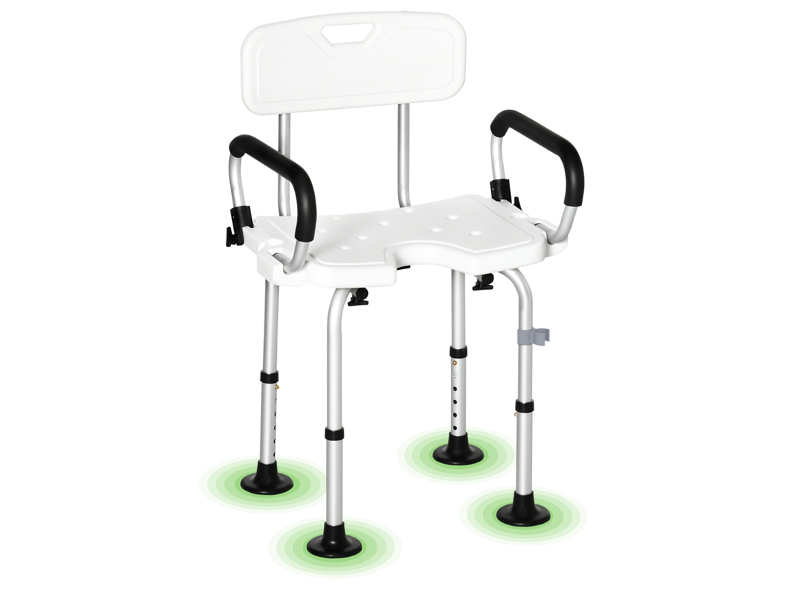 Silla Ducha Respaldo Brazos Plegables Asiento U Ventosas Mayores